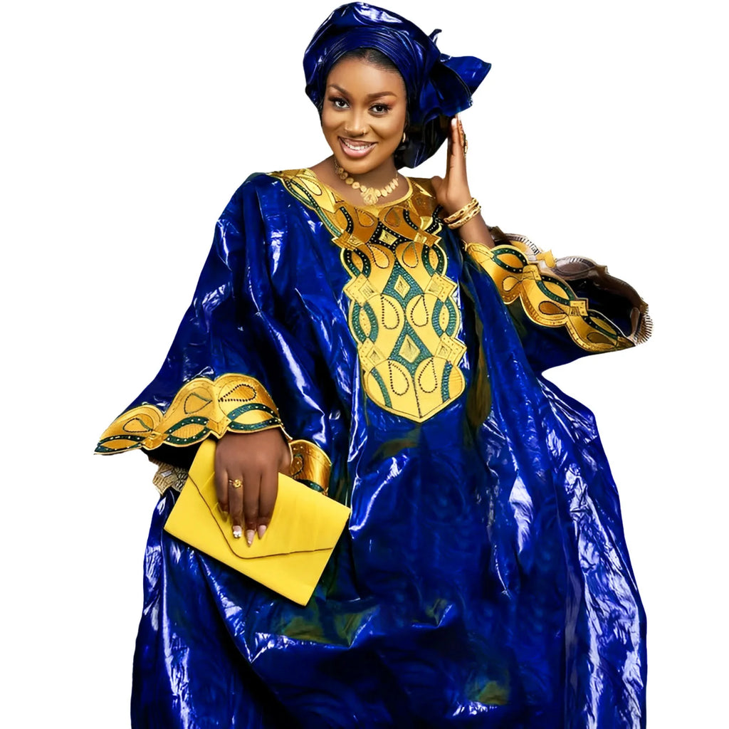 Vestido Africano Bazin Riche Bordado – Vestido Tradicional Elegante para Festas e Eventos