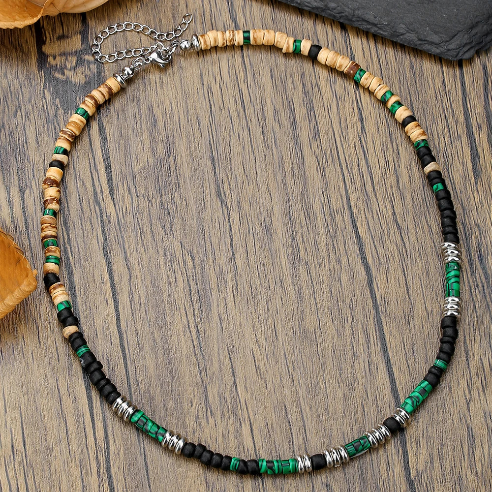 Colar Masculino Tribal com Contas de Madeira – Estilo Africano Vintage Artesanal