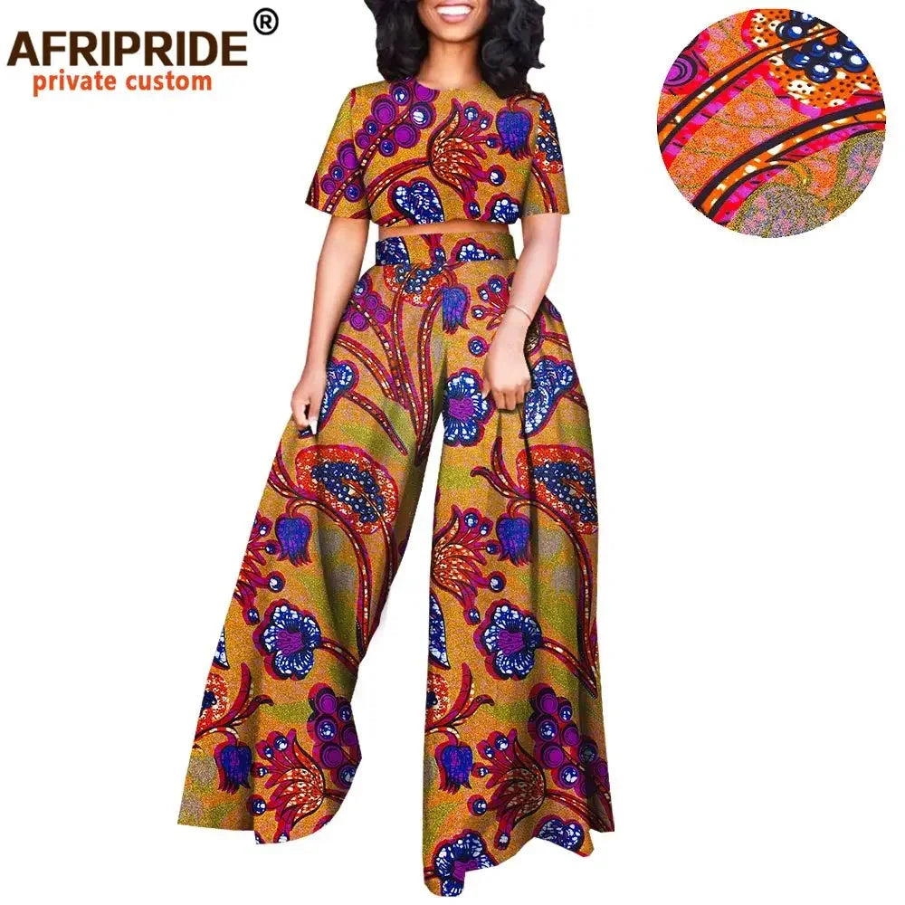 Conjunto Afripride Raízes – Blusa Curta Estampada & Calças Ankara