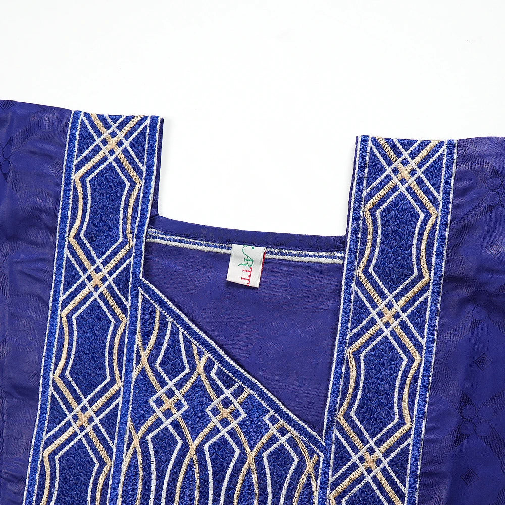 Vestido Africano Elegância Real – Bordados Bazin Tradicionais