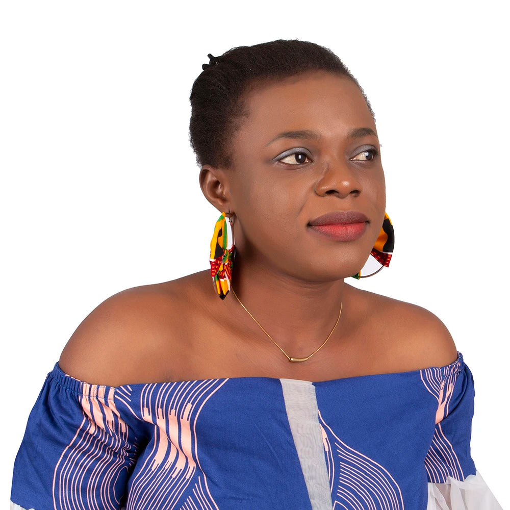 African Essence Earrings – Handmade Circles in Wax Fabric