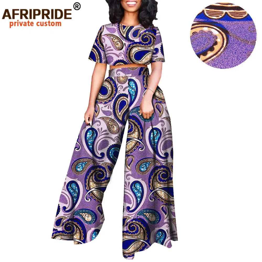 Conjunto Afripride Raízes – Blusa Curta Estampada & Calças Ankara