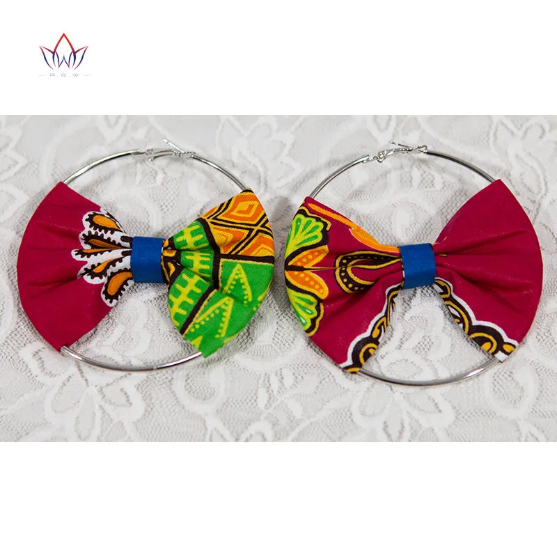 African Essence Earrings – Handmade Circles in Wax Fabric