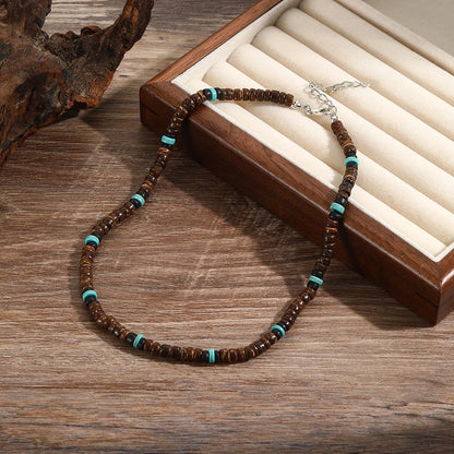 Colar Masculino Tribal com Contas de Madeira – Estilo Africano Vintage Artesanal