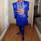 Vestido Africano Elegância Real – Bordados Bazin Tradicionais