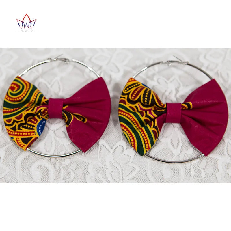 African Essence Earrings – Handmade Circles in Wax Fabric