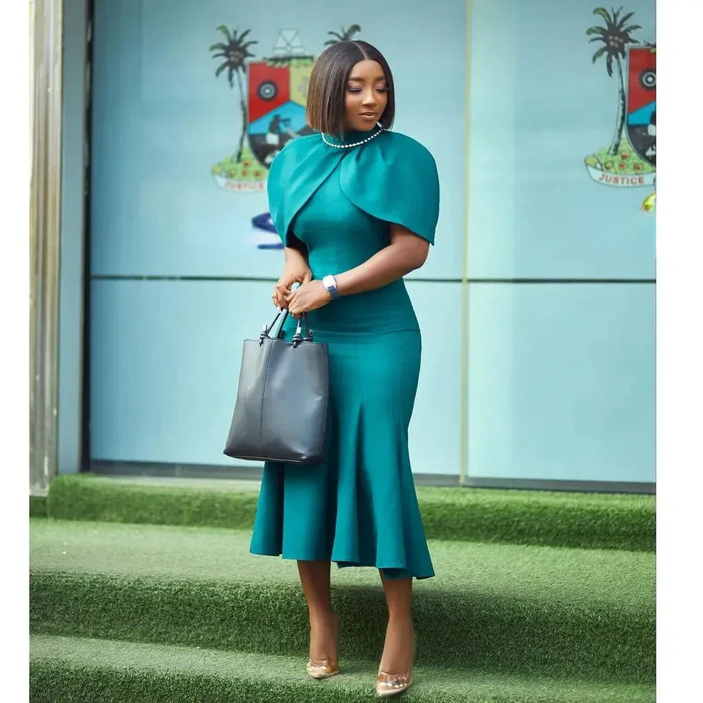 Vestido Africano Elegante Estilo Sereia – O Equilíbrio Perfeito Entre Sofisticação e Modéstia