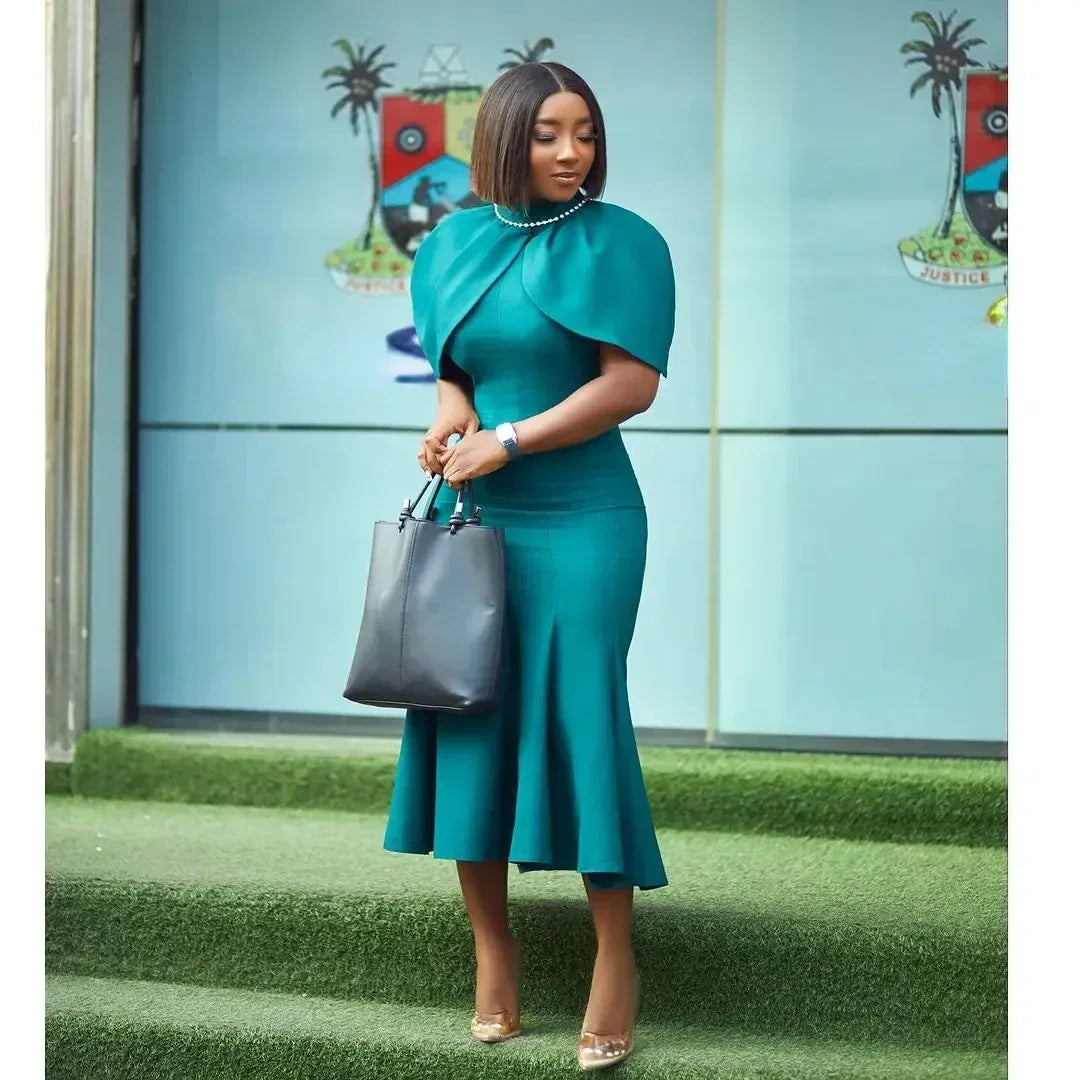 Vestido Africano Elegante Estilo Sereia – O Equilíbrio Perfeito Entre Sofisticação e Modéstia