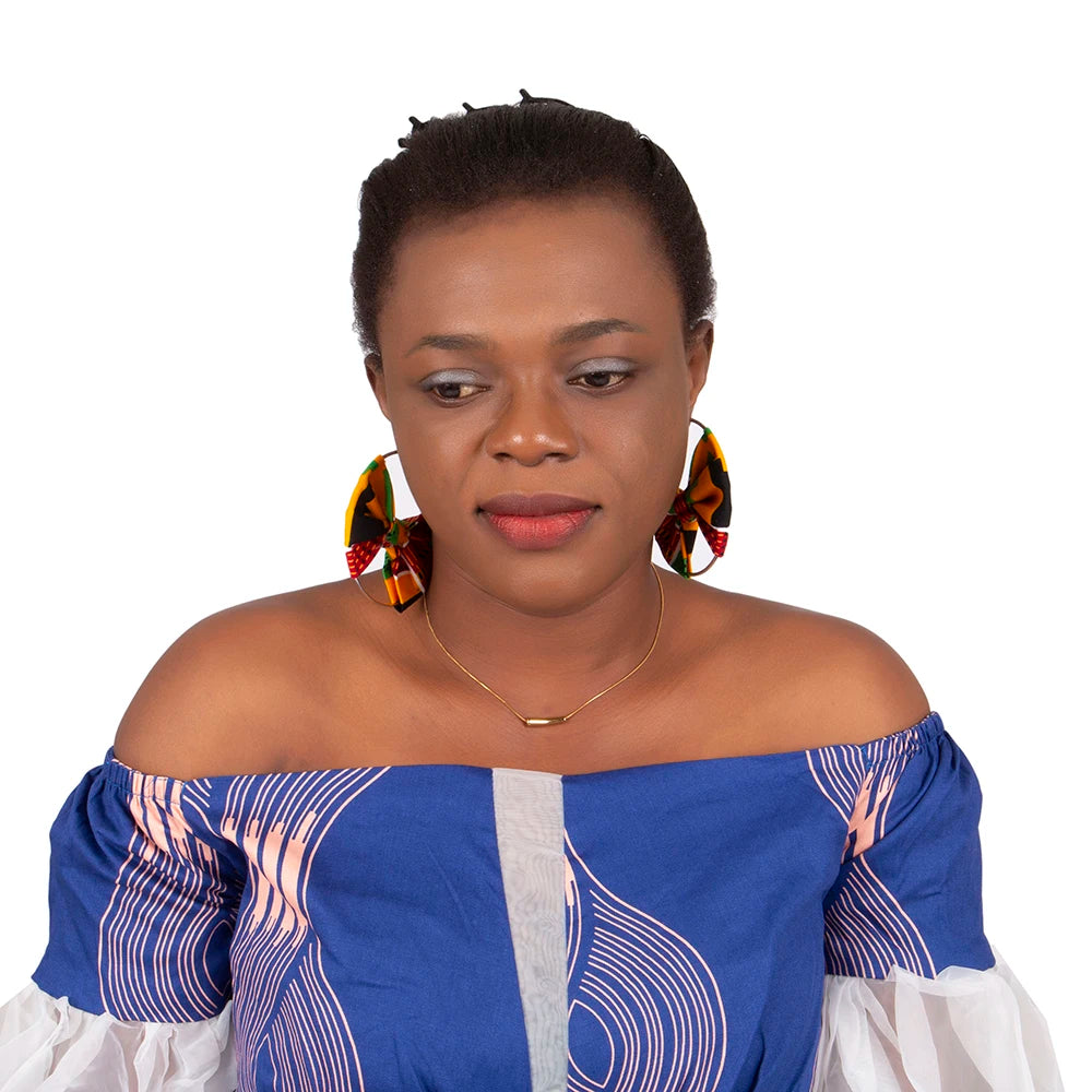 African Essence Earrings – Handmade Circles in Wax Fabric