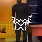 Urban Sahara Suit – African Geometry in Beige 