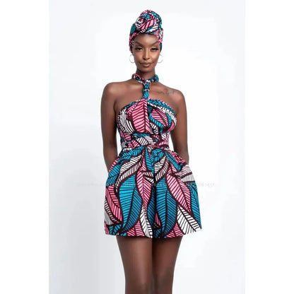 Conjunto Africano Feminino Estilo Dashiki – Blusa e Calção com Estampa Vintage
