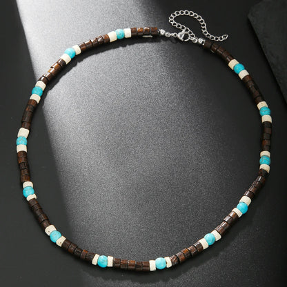 Colar Masculino Tribal com Contas de Madeira – Estilo Africano Vintage Artesanal