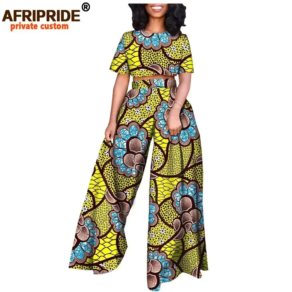 Conjunto Afripride Raízes – Blusa Curta Estampada & Calças Ankara