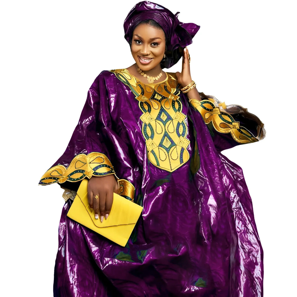 Vestido Africano Bazin Riche Bordado – Vestido Tradicional Elegante para Festas e Eventos