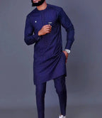 Conjunto Africano Masculino Casual – Camisa e Calças Elegantes para Primavera e Verão